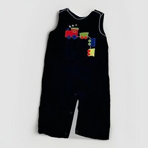 Zuccini Kids  Blue Corduroy Longall Overall Size 9 Months Train Jon‎ Jon Romper